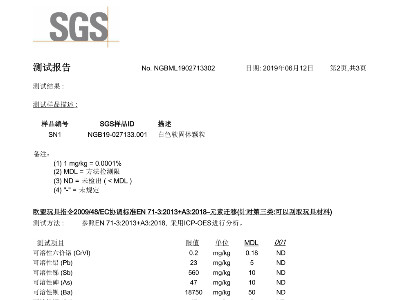 EN71-3 SGS 检测报告